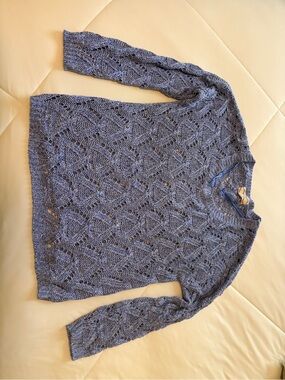 Pink Rose Women’s Blue Open-Knit Sweater